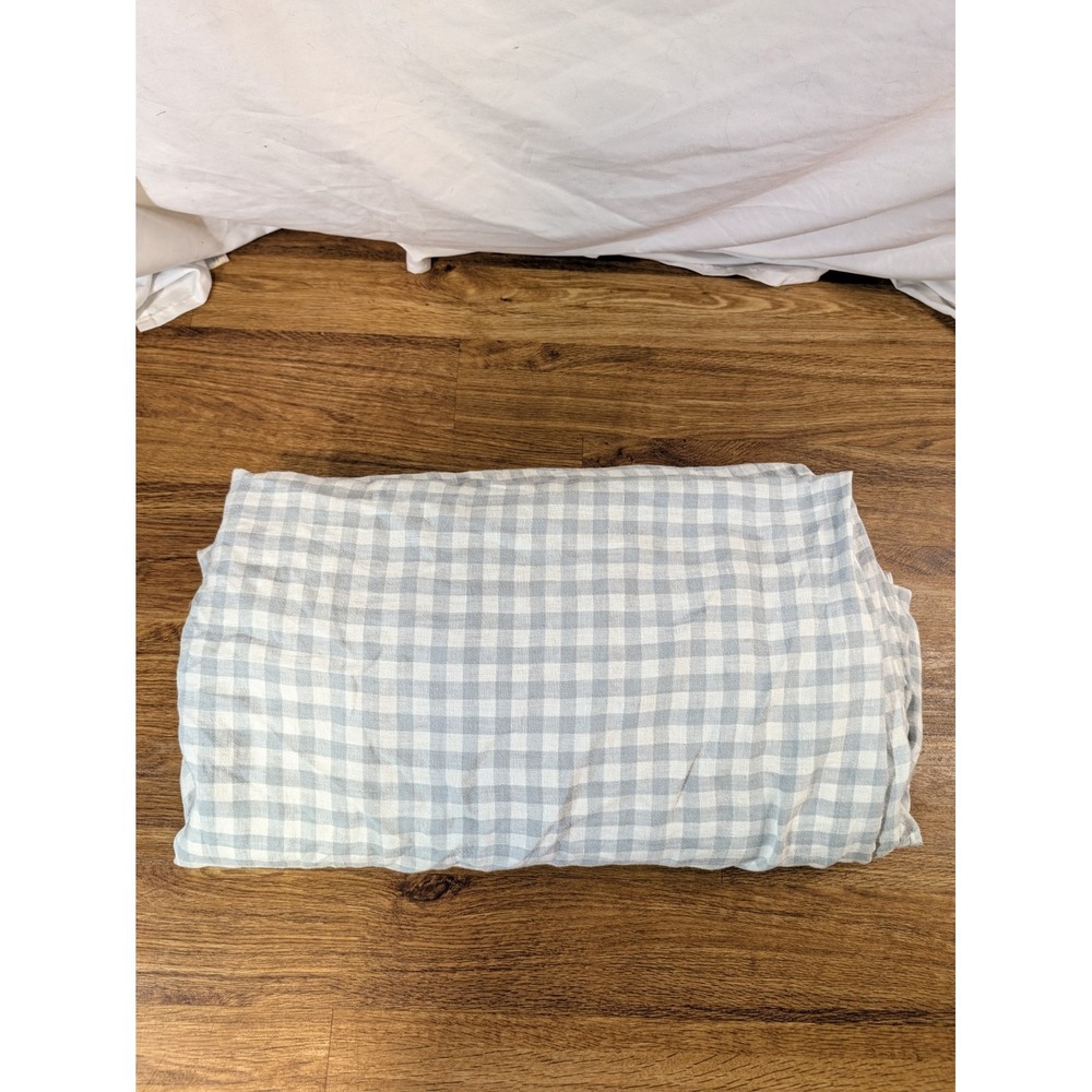 Quince 100% Linen Blue Gingham Full/Queen Duvet Cover